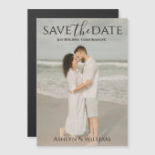 Modern Typography Photo Save the Date Magnet Card (Vorne/Hinten)