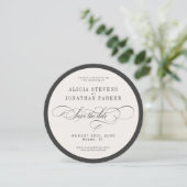 Modern typography photo wedding round circle save the date (Stehend Vorderseite)