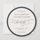 Modern typography photo wedding round circle save the date (Vorderseite)