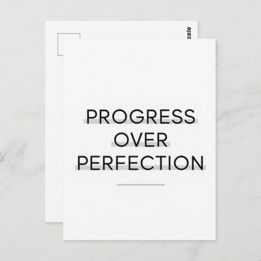 Modern typography progress over perfection text postkarte (Vorne/Hinten)