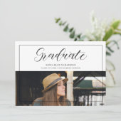 Modern Typography Script Photo Graduate Graduation Einladung (Stehend Vorderseite)