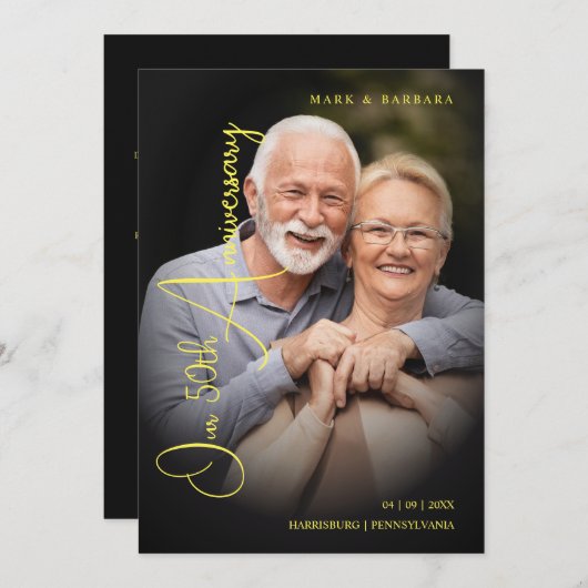 Modern Typography Script Photo Wedding Anniversary Save The Date (Vorne/Hinten)