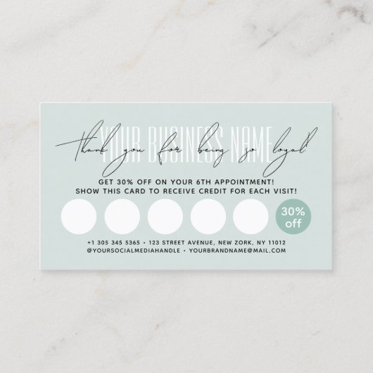 Modern typography script reward treuekarte (Rückseite)