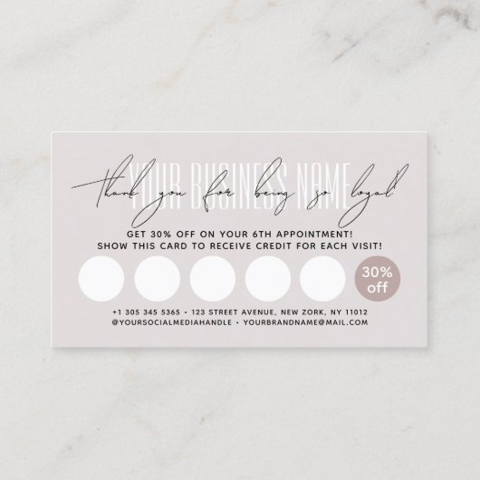 Modern typography script reward  treuekarte (Rückseite)