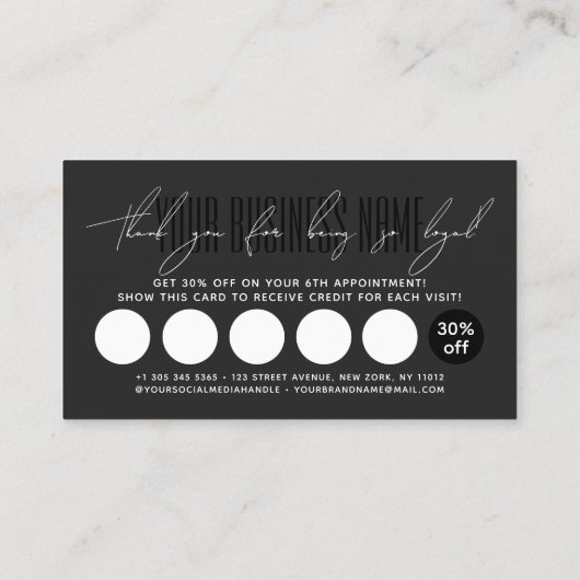 Modern typography script reward  treuekarte (Rückseite)