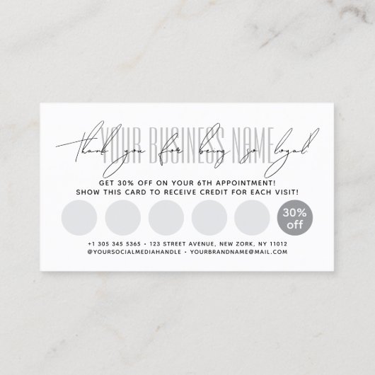 Modern typography script reward  treuekarte (Rückseite)