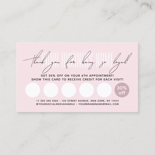 Modern typography script reward  treuekarte (Rückseite)