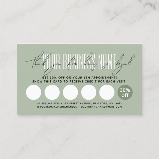 Modern typography script reward  treuekarte (Rückseite)