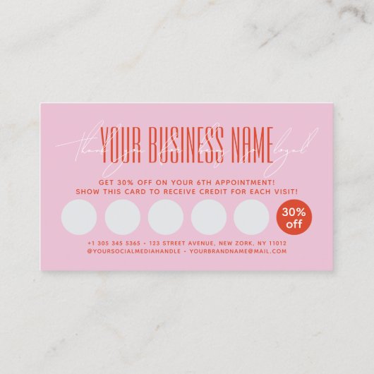 Modern typography script reward  treuekarte (Rückseite)