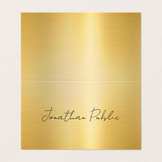 Modern Typography Script Template Elegant Gold Visitenkarten (Außenseite Aufgefaltet)