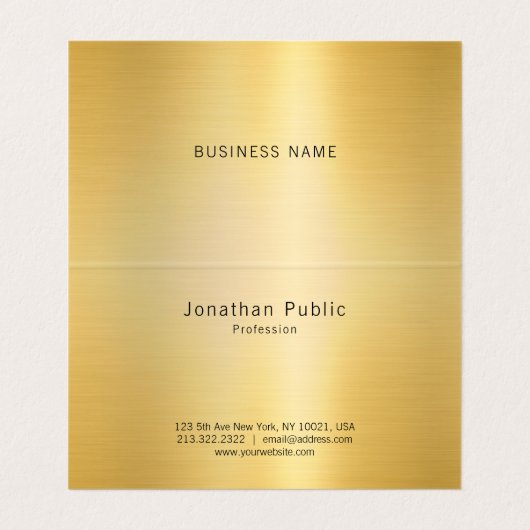 Modern Typography Script Template Elegant Gold Visitenkarten (Innenseite Aufgefaltet)