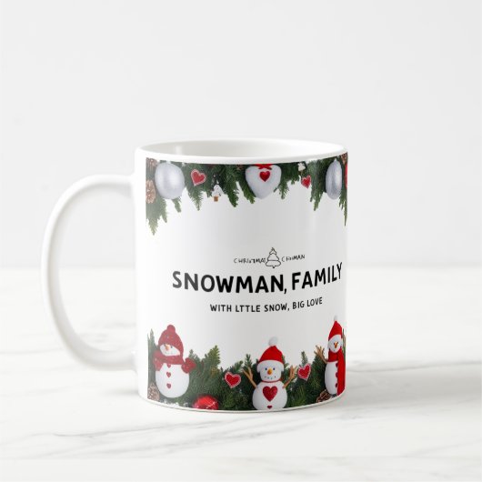Modern Typography Snowman Family Classic  Kaffeetasse (Links)