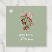 Modern Typography Watercolor Holly Berry Christmas Geschenkanhänger (Vorderseite)