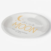 Modern über der Mond Babydusche Pappteller (Schrägansicht)