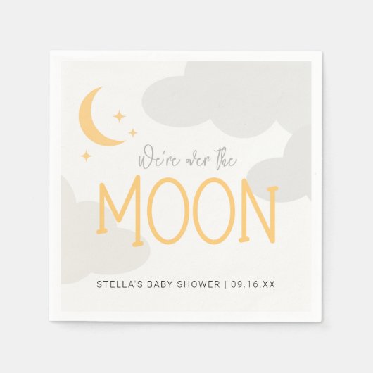 Modern über der Mond Babydusche Serviette (Vorderseite)