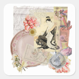 Modern Ukiyo-e Art Quadratischer Aufkleber