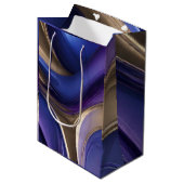Modern und chic-blau Lila und Gold Mittlere Geschenktüte (Vorderseite Schrägansicht)