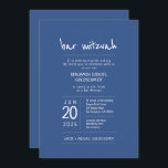 Modern und einfach Bar Mitzvah Einladung<br><div class="desc">Besteht aus spielerischer Schrift und san-serif-Typografie; Alles vor einem Hintergrund von blauem Hintergrund. 

Entworfen von Select Party Supplies,  exklusiv für Zazzle.

Abrufbar unter:http://www.zazzle.com/selectpartysupplies</div>
