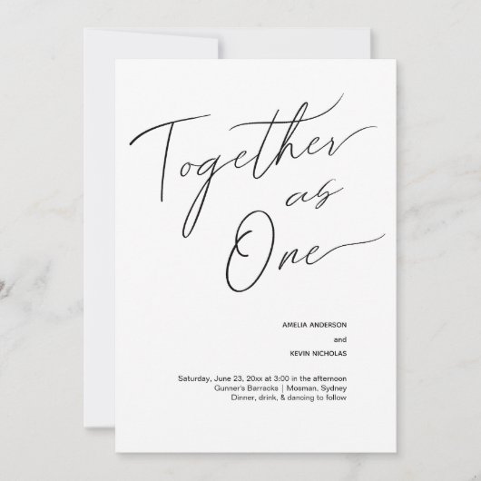 Modern und einfach zusammen als eine Hochzeitseinl Einladung (Vorderseite)