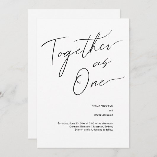 Modern und einfach zusammen als eine Hochzeitseinl Einladung (Vorne/Hinten)