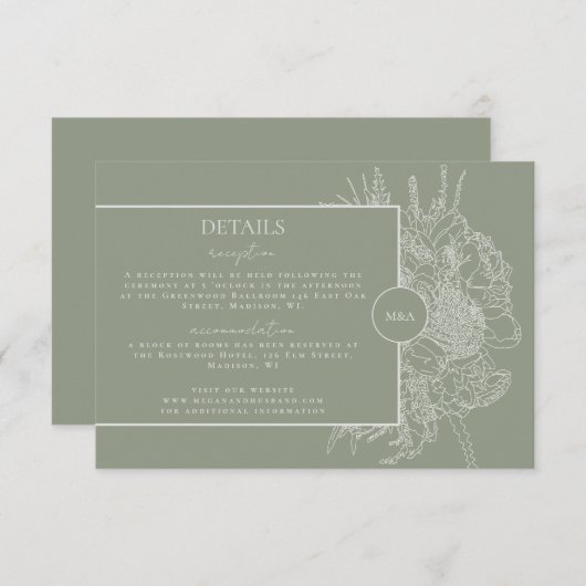 Modern und elegant Blumenstrauß - Karte (Vorne/Hinten)