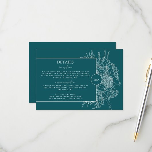 Modern und elegant Blumenstrauß - Karte (Vorderseite/Rückseite Beispiel)