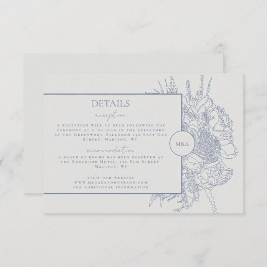 Modern und elegant Blumenstrauß - Karte (Vorne/Hinten)