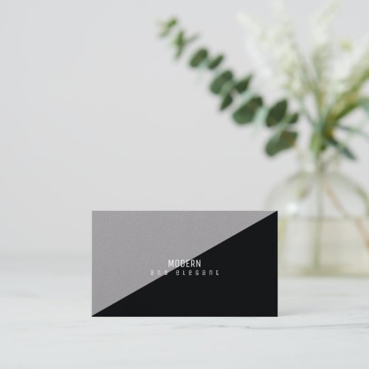 modern und elegant, minimalschwarz grau visitenkarte (Stehend Vorderseite)