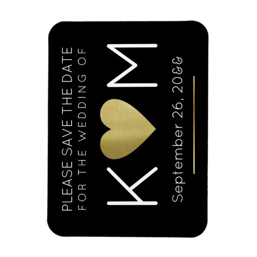modern und elegant Save the Date, schwarz mit Lieb Magnet (Vertikal)