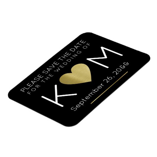 modern und elegant Save the Date, schwarz mit Lieb Magnet (Linke Seite)