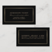 Modern und elegant, schwarz und Gold, Eintrittskar Begleitkarte (Vorne/Hinten)