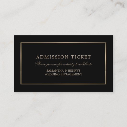 Modern und elegant, schwarz und Gold, Eintrittskar Begleitkarte (Vorderseite)