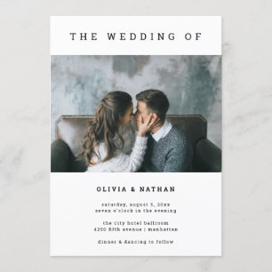 Modern und minimal   Hochzeit eines Fotos Einladung