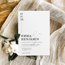 Modern und Minimalistisch | Weiße Hochzeit Einladung