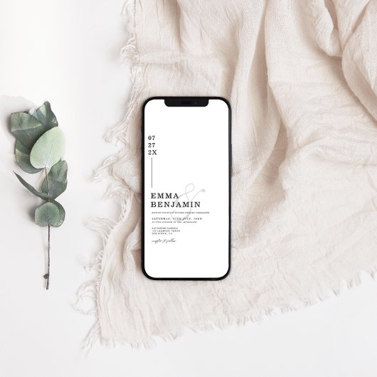 Modern und Minimalistisch | Weiße Hochzeit Einladung