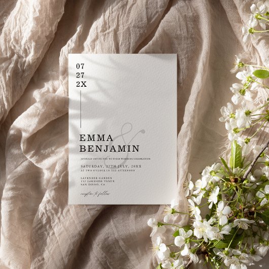 Modern und Minimalistisch | Weiße Hochzeit Einladung