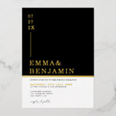 Modern und Minimalistisch | White Wedding Gold Folieneinladung (Vorderseite)