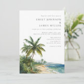 Modern und modern in einem Aquarellstrand Einladung (Stehend Vorderseite)