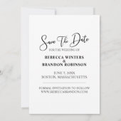 Modern und stilvoll Save the Date Hochzeitfotokart (Rückseite)