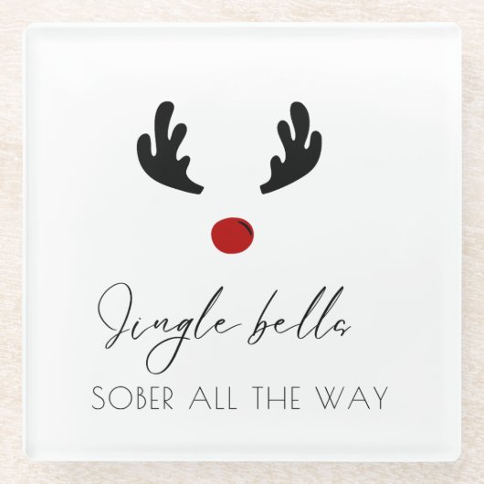 Modern und trendy: Jingle Bells Sober All The Way Glasuntersetzer (Vorderseite)