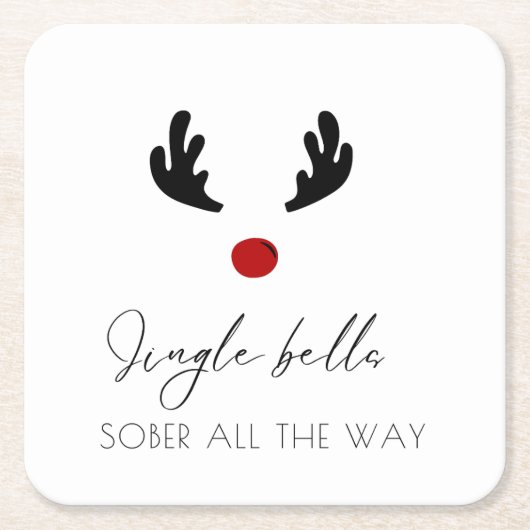 Modern und trendy: Jingle Bells Sober All The Way Rechteckiger Pappuntersetzer (Vorderseite)