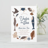 Modern Under the Sea 5th Birthday Einladung (Stehend Vorderseite)