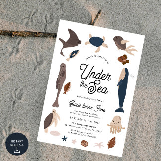 Modern Under the Sea 5th Birthday Einladung