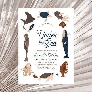 Modern Under the Sea 5th Birthday Einladung