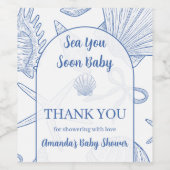 Modern Under The Sea You Soon Blue Boy Baby Shower Weinetikett (Einzelnes Label)