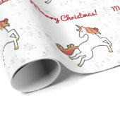 Modern Unicorn Glitzer Snowflakes Frohe Weihnachte Geschenkpapier (Rolleneckpunkt)