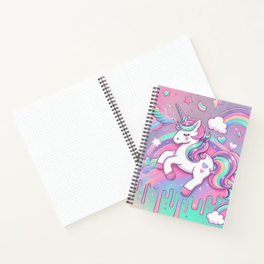 Modern Unicorn Rosa Gold Stars Notebook Notizblock (Innenseite)