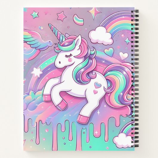 Modern Unicorn Rosa Gold Stars Notebook Notizblock (Rückseite)