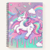 Modern Unicorn Rosa Gold Stars Notebook Notizblock (Vorderseite)