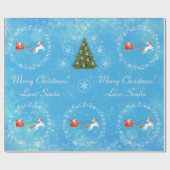 Modern Unicorn Santa Snow Merry Xmas Bäume Blau Geschenkpapier (Flach)